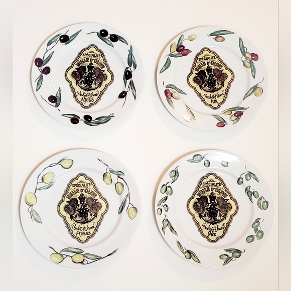 Rosanna Other - Set of 4 Rosanna Specialite Huile D'Olive Product of France 8" Ceramic Plates